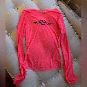 BRAND NEW I AM GIA PINK MESH LONG SLEEVE TOP SZ M